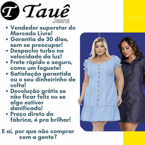 Chemise Jeans Feminina Manga 3/4 Leve Oversized Sem Lycra