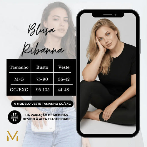 Kit 4 Blusas Feminina Ribana Canelado Estilosa Básica Casual