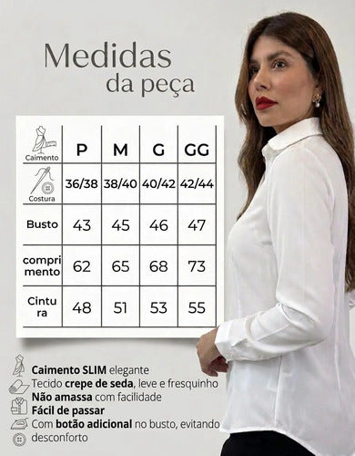 Kit 02 Camisas Feminina Social Manga Longa Casual Com Botões