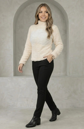 Blusa Feminina Cacharrel Casaco Teddy Gola Alta Inverno