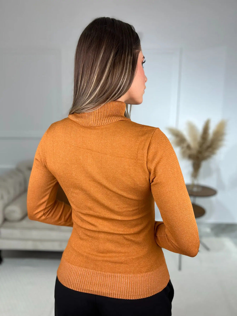 Blusa Cacharrel Feminina Lã Trico Tricot Gola Alta Atacado