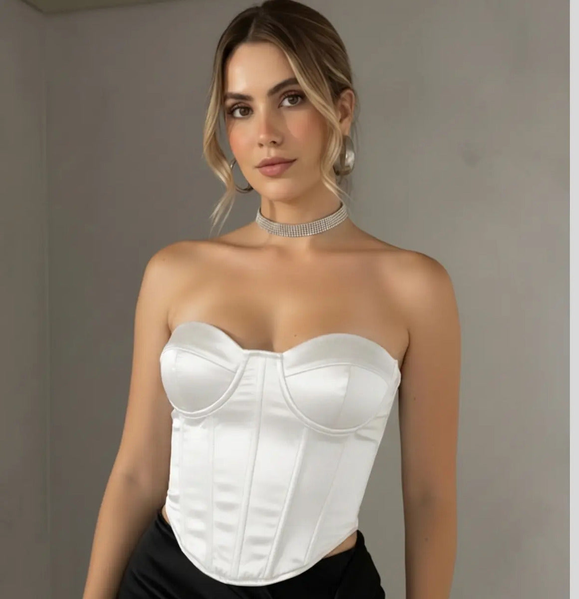 Corselet Cropped Modeladora Espartilho Blogueira Sensual