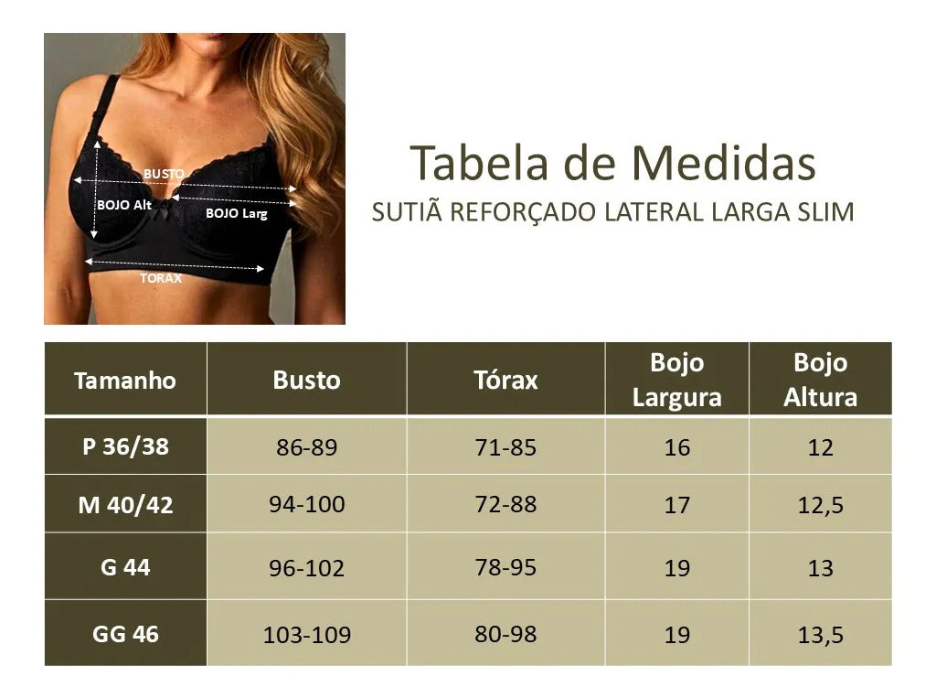 Kit 2 Sutiã Reforçado Lateral Larga Sustentação Cropped Top