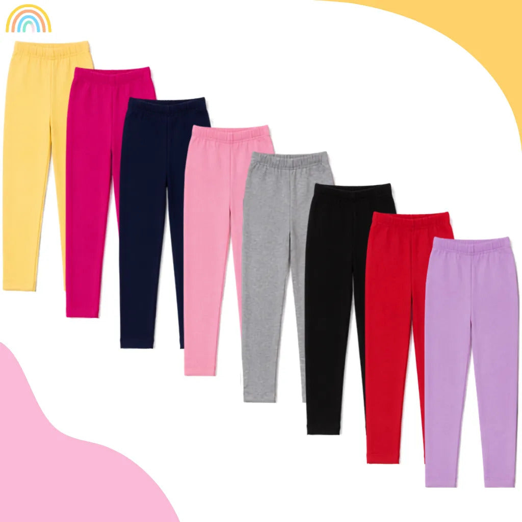 Kit 3 Calça Legging Menina Infantil Algodão Lisa Sortida
