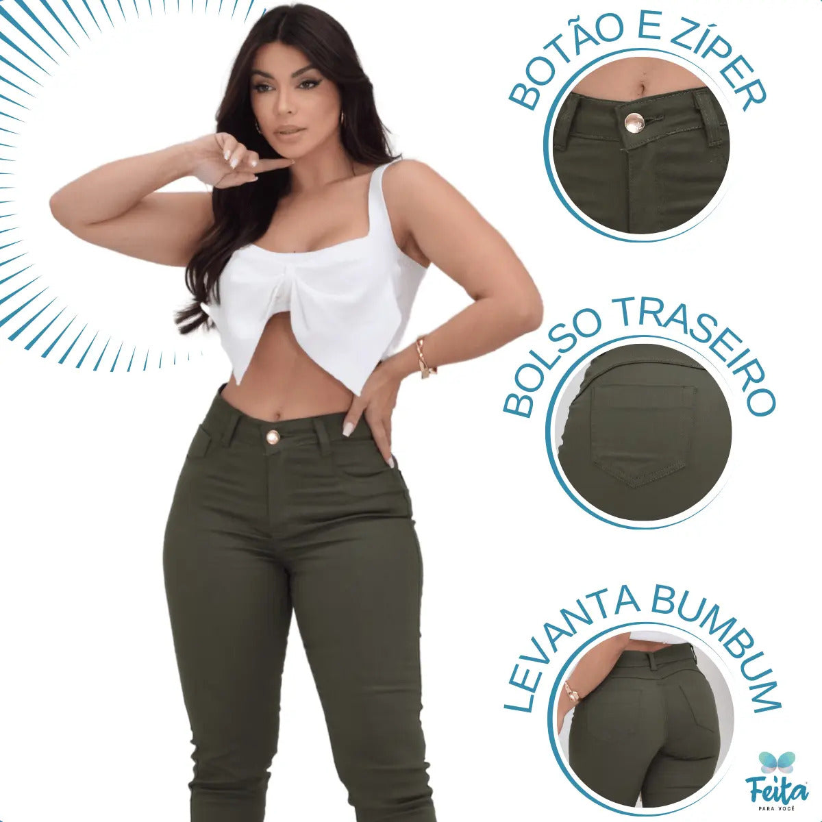 Calça Preta Jeans Feminina Com Elastano Cintura Alta Skinny