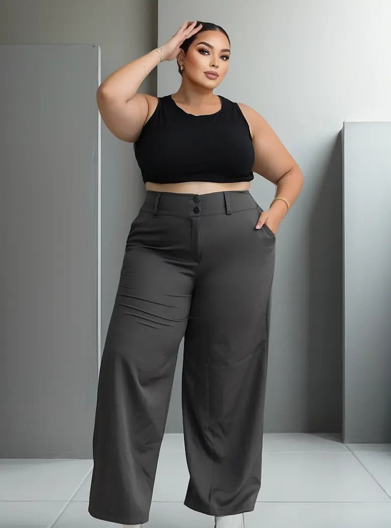 Calça Pantalona Alfaiataria Plus Size Feminina Premium