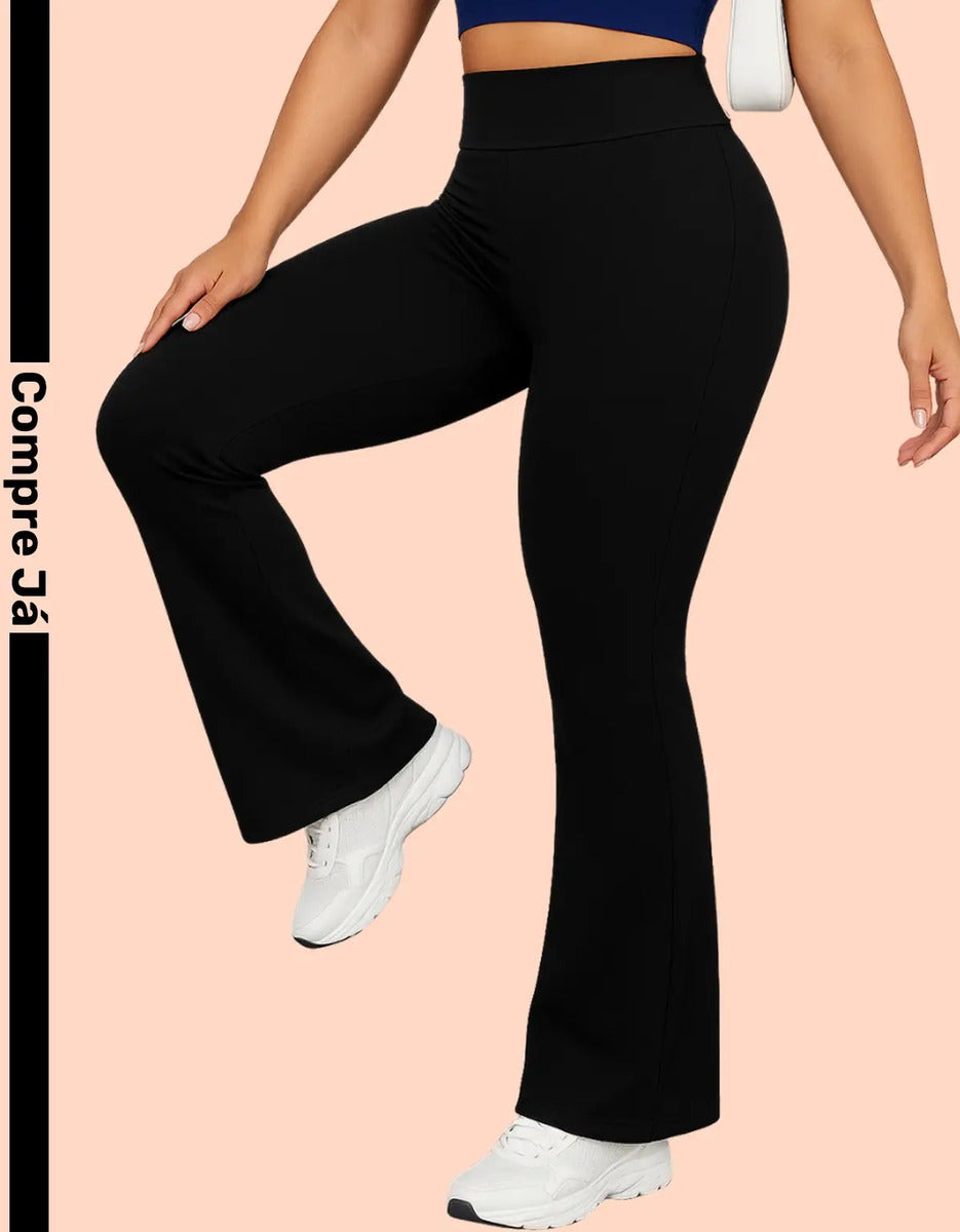 Calça Legging Flare Feminina Modelo Bailarina Cós Alto