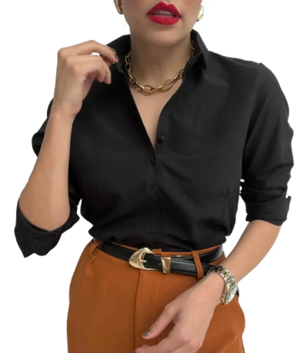 Camisa De Botão Sofisticada Feminina Alta Qualidade Sale 40%