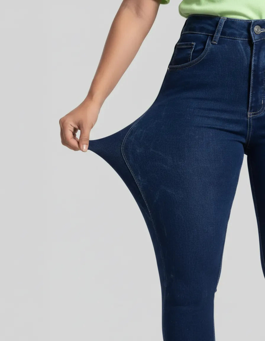 Calça Skinny Jeans Feminina Cintura Alta Marmorizada Lycra
