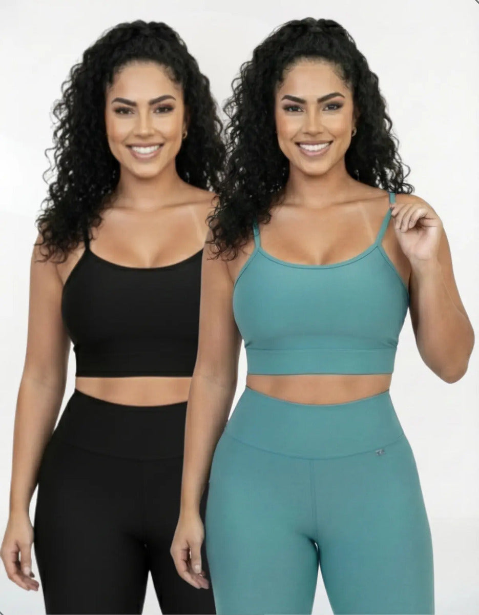 Kit-2 Top Alcinha Fina Academia Fitness C/ Bojo Suplex Power