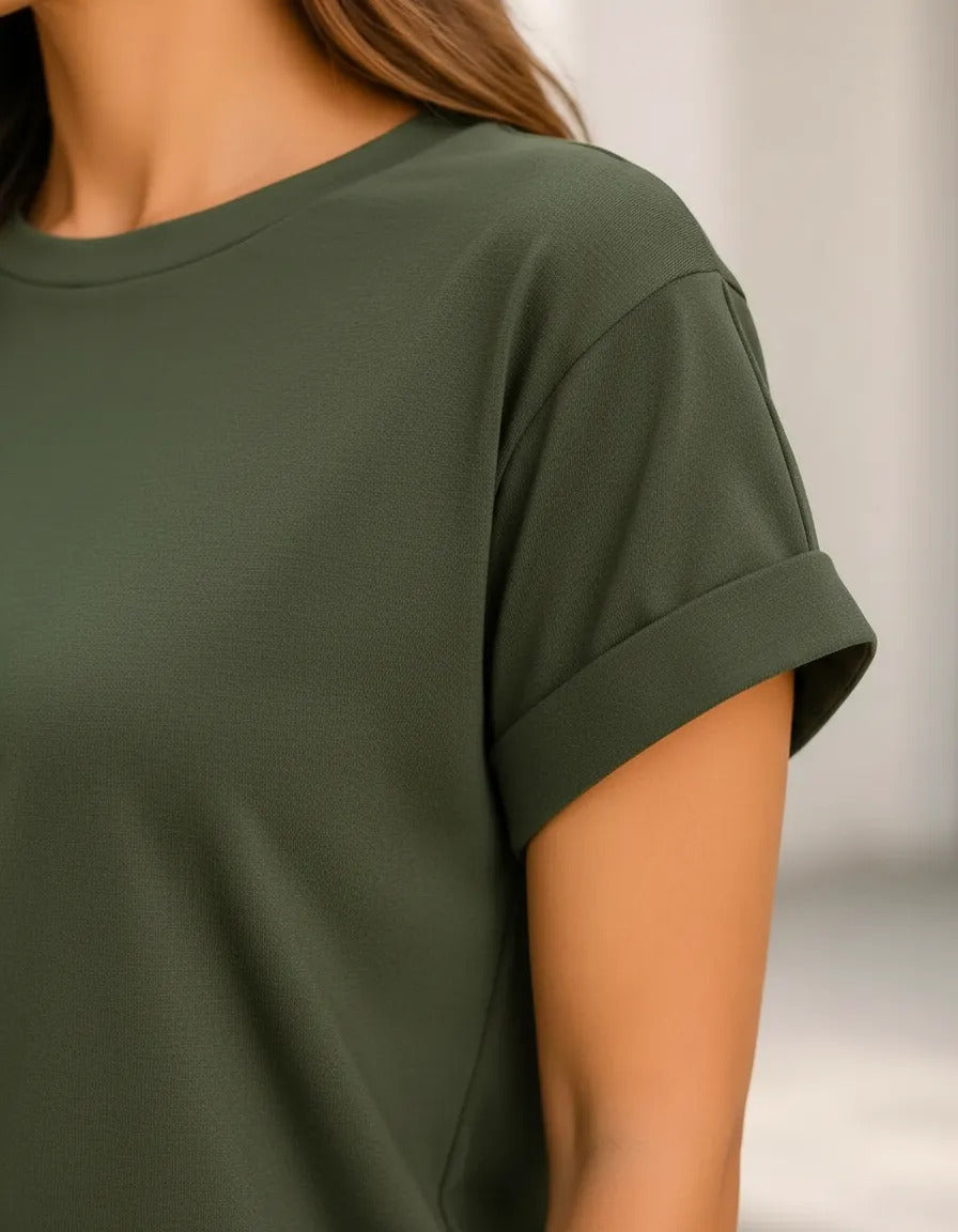 Blusa Feminina Casual Manga Japonesa Dobrada Confortável