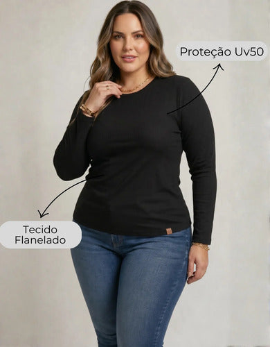 Blusa Térmica Segunda Pele Feminina Flanelada Plus Size Frio