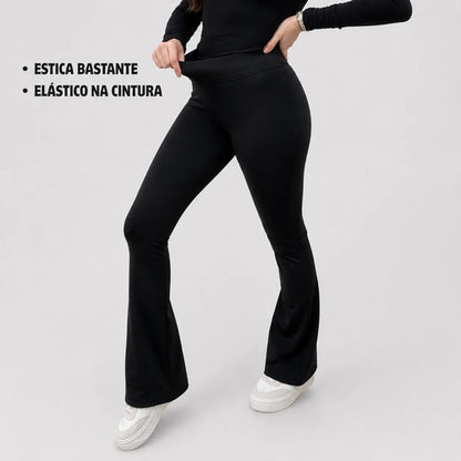 Calça Flare Flanelada Suplex Térmica Cintura Alta Grossa