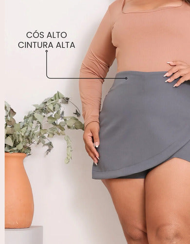Short Saia Plus Size Cintura Alta Alfaiataria Premium Atual