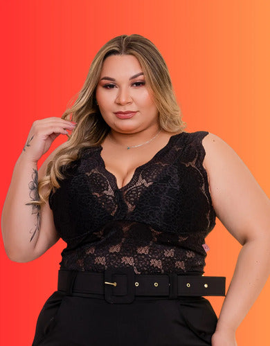 Top Cropped Plus Size Renda Sexy Tamanho Grande (lia)