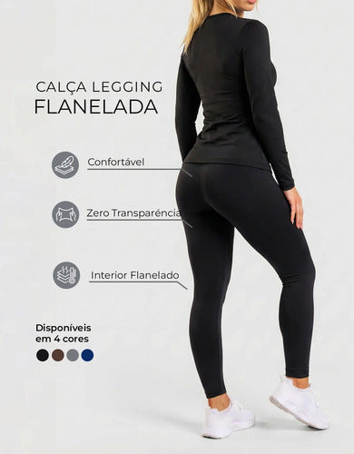 Calça Legging Flanelada Térmica Peluciada Inverno Forrada
