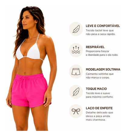 Kit 3 Short Feminino Tactel Academia Praia Piscina Verão