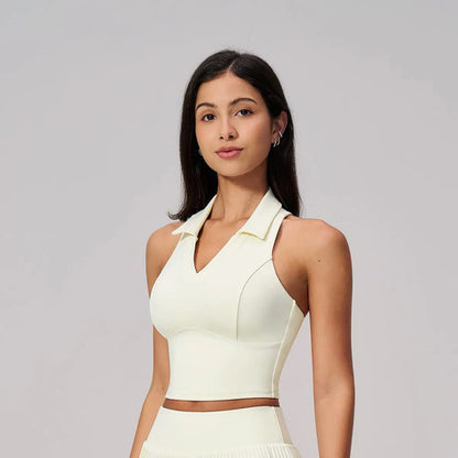 Top Polo Cropped Sem Mangas Esportivo Feminino