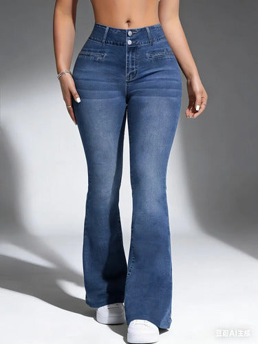 Calça Legging Flare Feminina Efeito Jeans
