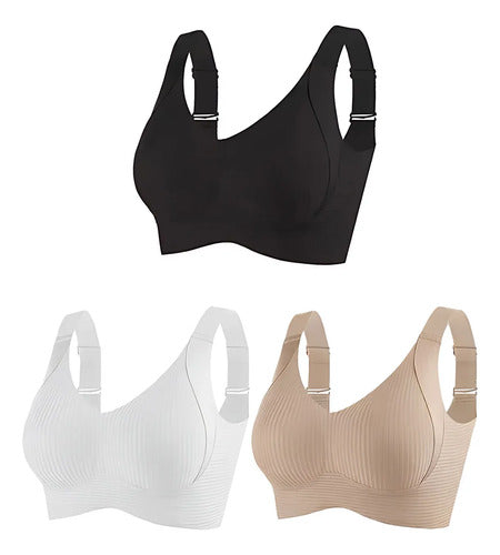 Sutiã Top Feminino Sem Costura Com Alças Reguláveis Kit 3