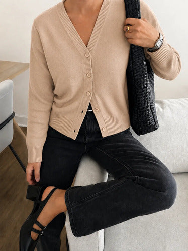 Blusa Cardigan Tricot Casaquinho Modal Com Botões Feminina