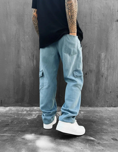 Calça Cargo Masculina Feminina Skate Larga Cordão Elástico