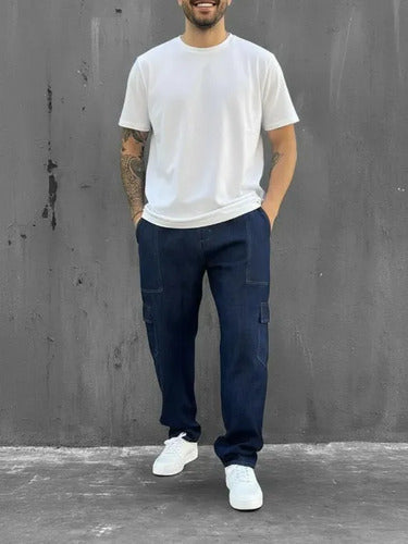 Calça Cargo Masculina Feminina Skate Larga Cordão Elástico