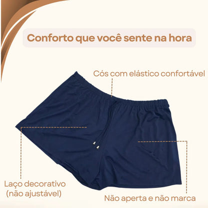 Short Feminino Soltinho Plus Size Saída De Praia Elastano