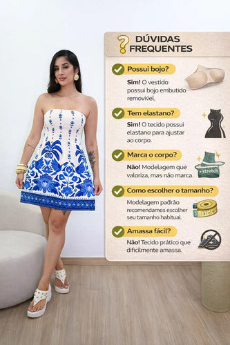 Vestido Curto Tomara Que Caia Feminino Verão Praia Floral