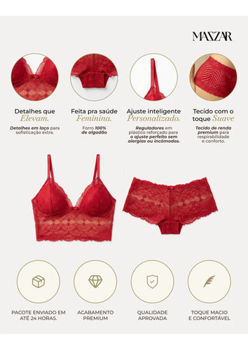 Conjunto Lingerie Sexy Calcinha Renda Langerie Femininas