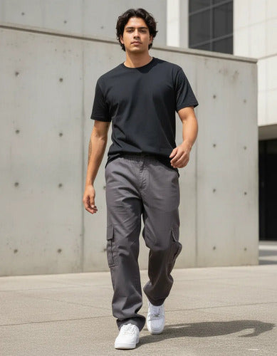 Calça Cargo Masculina Feminina Skate Larga Cordão Elástico