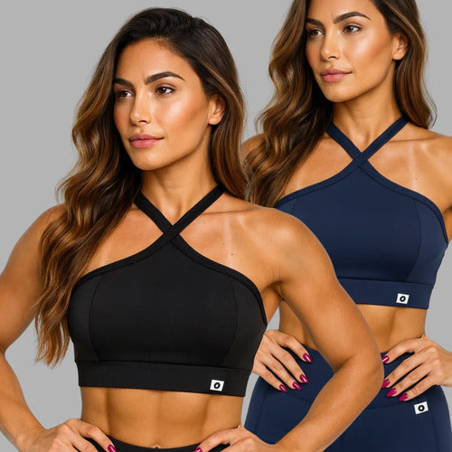 Kit 02 Top Cropped Feminino Alça Cruzada Zero Transparência