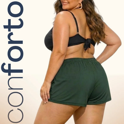 Short Feminino Soltinho Plus Size Saída De Praia Elastano