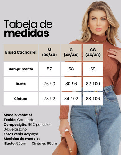 Blusa Cacharrel Segunda Pele Gola Alta Confortável Casual