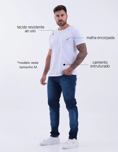 Camiseta Básica Masculina Algodão Slim Blusa Premium Lisa