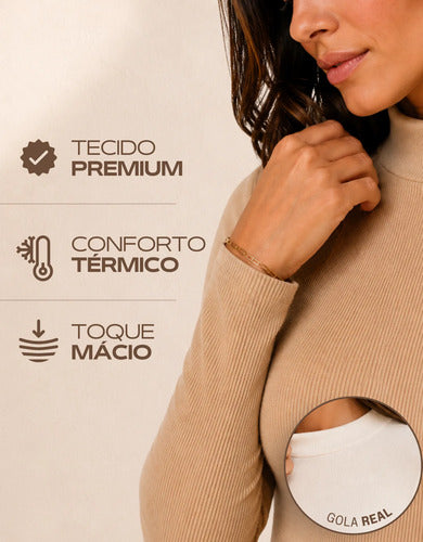 Blusa Térmica Flanelada Feminina Manga Longa Segunda Pele Be
