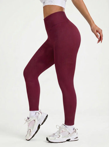 Calça Legging Canelada Feminina Academia Sem Costura Fitness