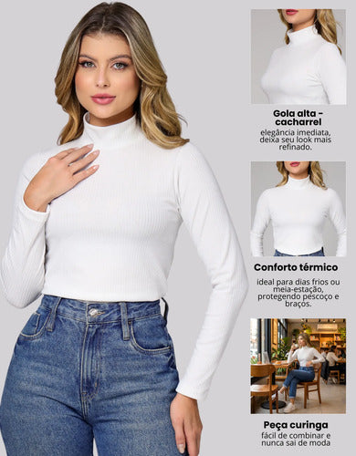 Blusa Cacharrel Segunda Pele Gola Alta Confortável Casual
