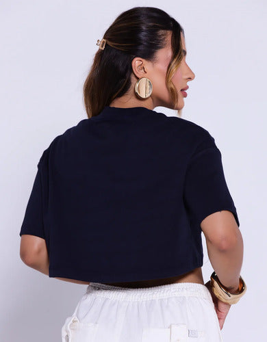 T-shirt Cropped Feminino Oversized Com Malha Suedine