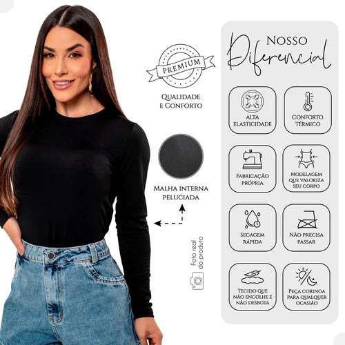 Blusa Térmica Feminina Flanelada Peluciada Frio Inverno