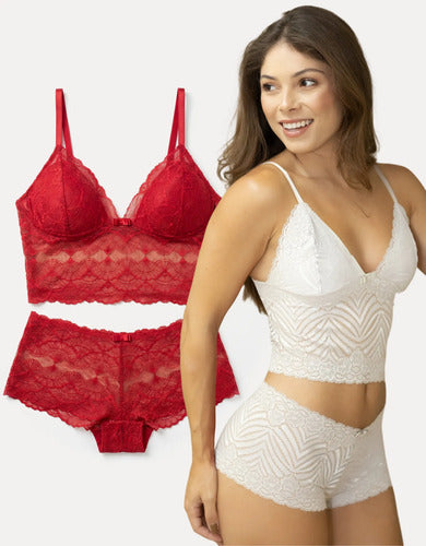 Conjunto Lingerie Sexy Calcinha Renda Langerie Femininas