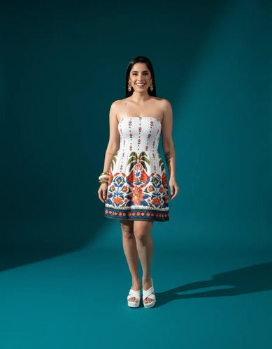 Vestido Curto Tomara Que Caia Feminino Verão Praia Floral
