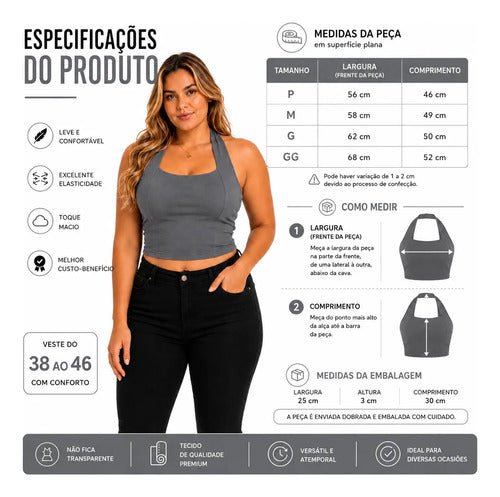 Cropped Halter Decote Gringa Frente Única Blusa Feminina