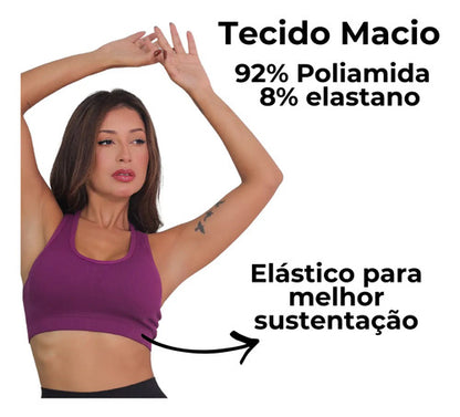 Kit 2 Top Nadador Canelado Poliamida Corrida Bojo Removível