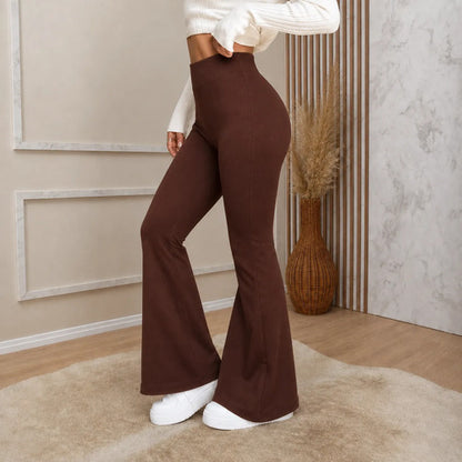 Calça Flare Flanelada Suplex Térmica Cintura Alta Grossa