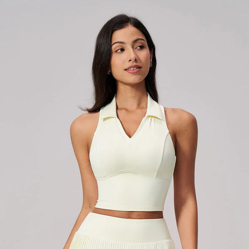 Top Polo Cropped Sem Mangas Esportivo Feminino