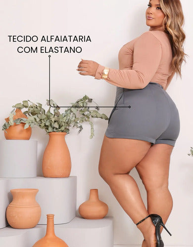 Short Saia Plus Size Cintura Alta Alfaiataria Premium Atual