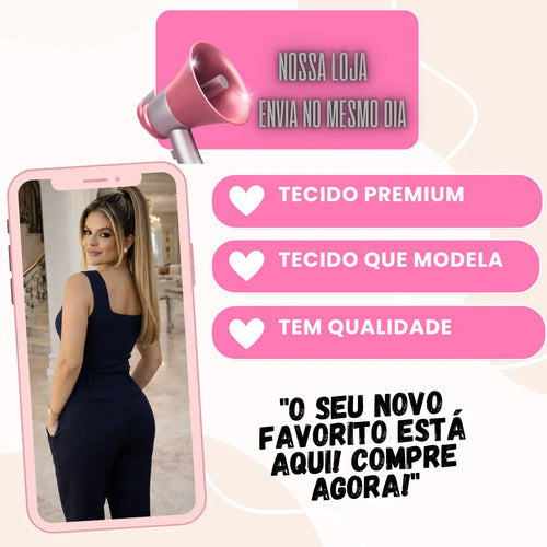 Blusa Regata Feminino Decote Quadrado Alça Grossa Casual Ful