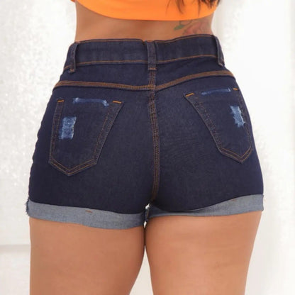 Shorts Jeans Feminino Cintura Alta  Com Lycra Super Moderno!
