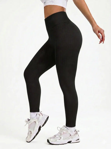 Calça Legging Canelada Feminina Academia Sem Costura Fitness